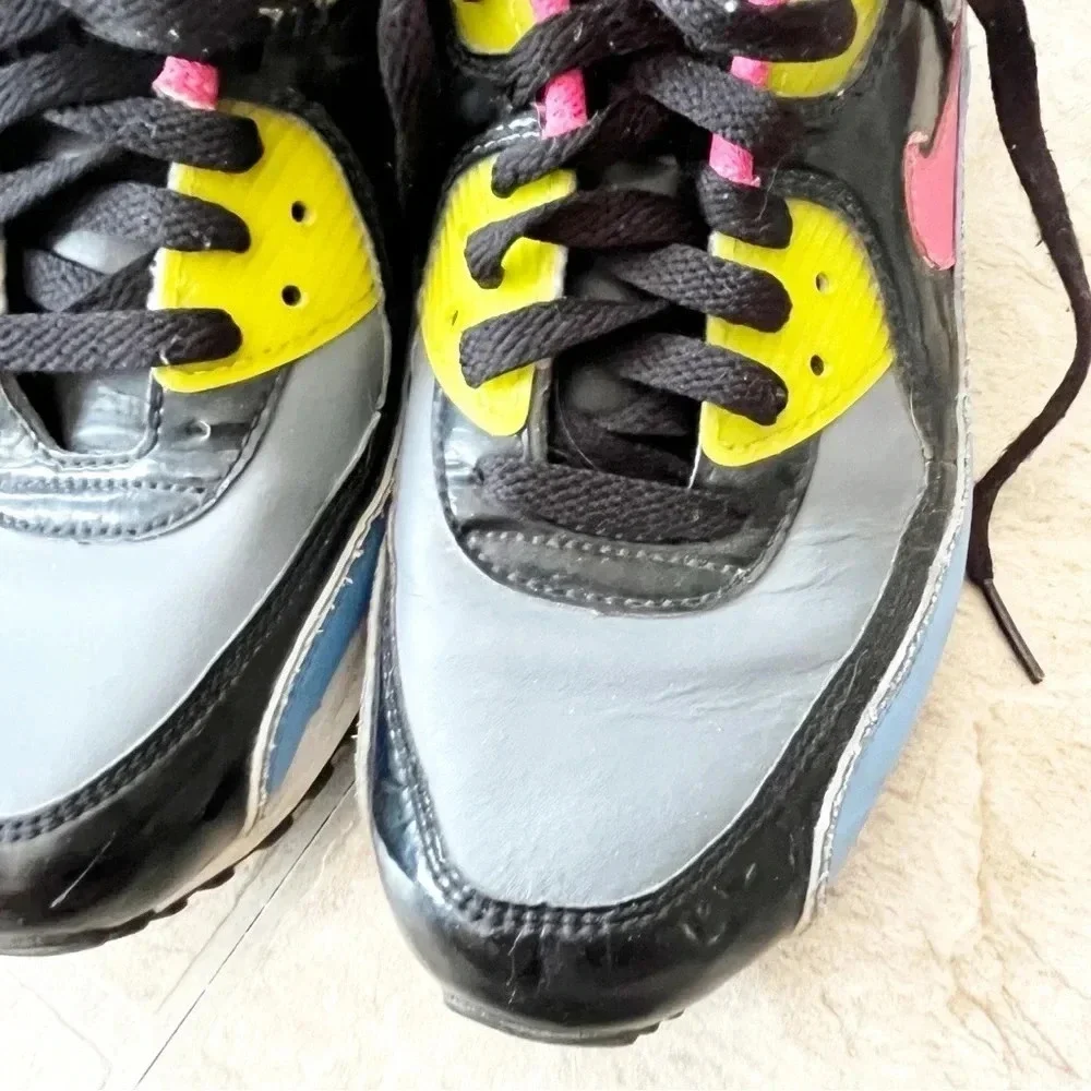 Nike Air Max 90 Flint Grey Flamingo GS Sneakers Leather Shoes Youth 6/ Women 8